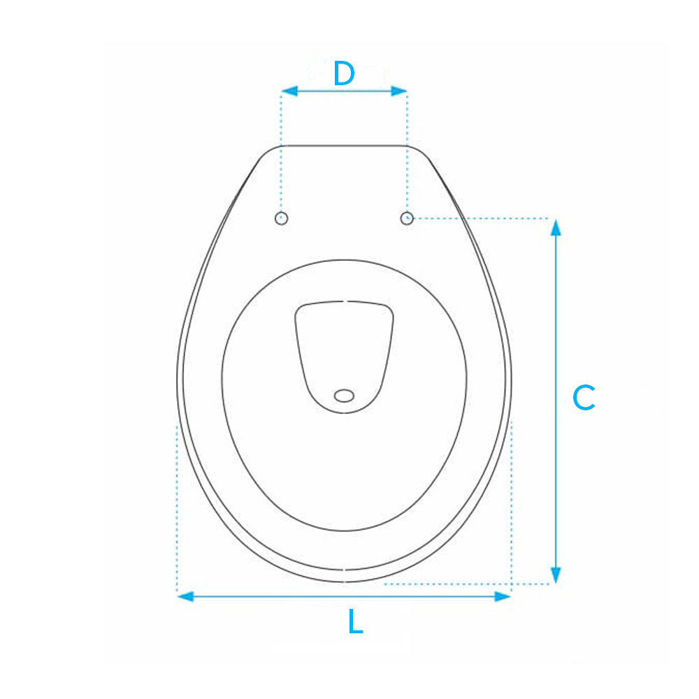 Desenho Técnico de um vaso sanitário oval.
